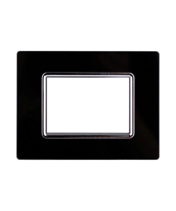 ETTROIT Placca In Vetro Serie Space 3P Colore Nero Compatibile Con Bticino Living Light