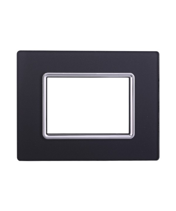 ETTROIT Placca In Vetro Serie Space 3P Colore Acciaio Scuro Compatibile Con Bticino Living Light