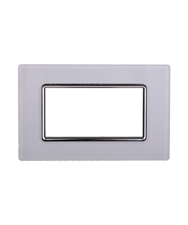 ETTROIT Placca In Vetro Serie Space 4P Colore Bianco Compatibile Con Bticino Living Light
