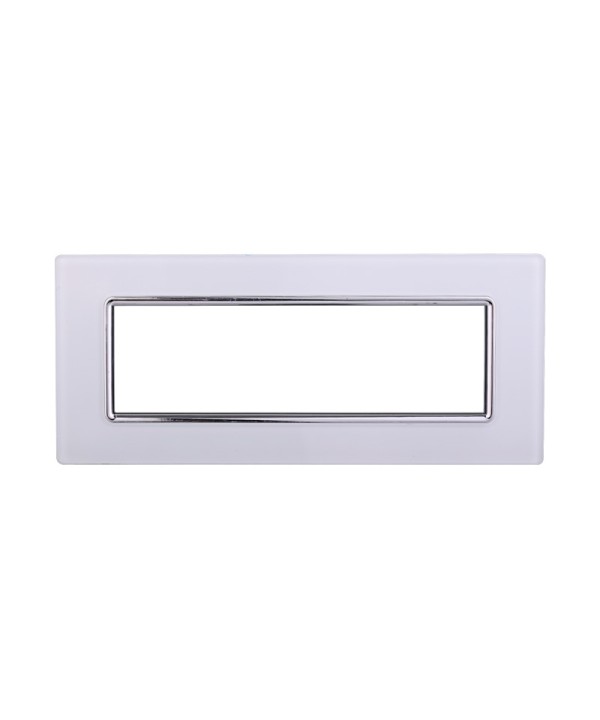 ETTROIT Placca In Vetro Serie Space 7P Colore Bianco Compatibile Con Bticino Living Light