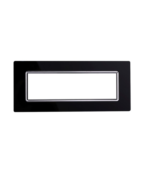 ETTROIT Placca In Vetro Serie Space 7P Colore Nero Compatibile Con Bticino Living Light