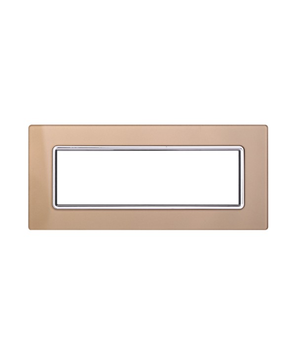 ETTROIT Placca In Vetro Serie Space 7P Colore Oro Compatibile Con Bticino Living Light