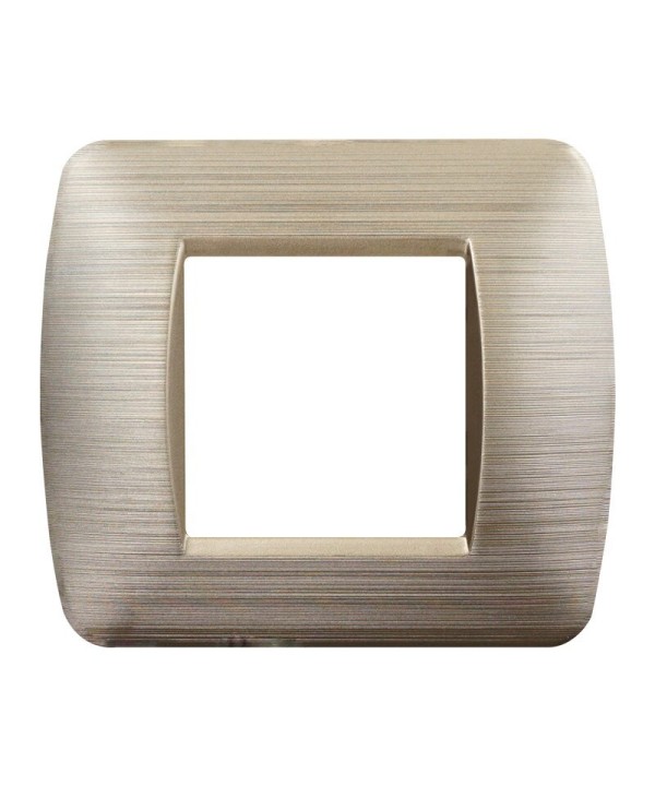 ETTROIT Placca Plastica Serie Space 2P Colore Oro Satinato Compatibile Con Bticino Living Light