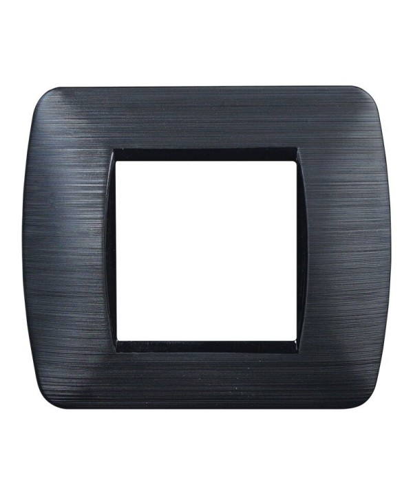 ETTROIT Placca Plastica Serie Space 2P Colore Nero Satinato Compatibile Con Bticino Living Light