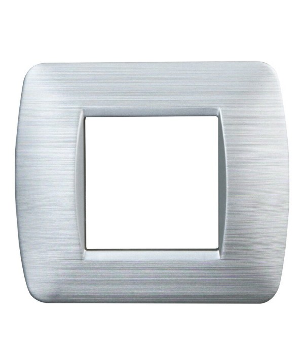 ETTROIT Placca Plastica Serie Space 2P Colore Silver Satinato Compatibile Con Bticino Living Light
