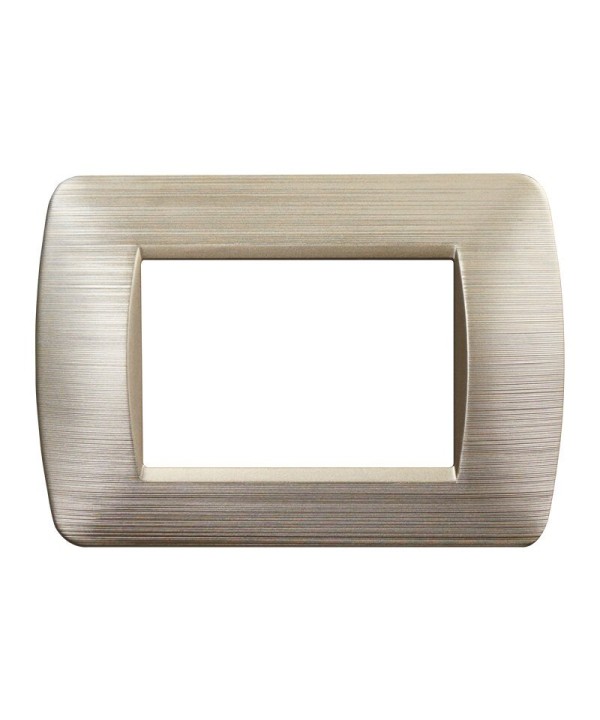 ETTROIT Placca Plastica Serie Space 3P Colore Oro Satinato Compatibile Con Bticino Living Light