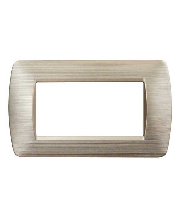 ETTROIT Placca Plastica Serie Space 4P Colore Oro Satinato Compatibile Con Bticino Living Light