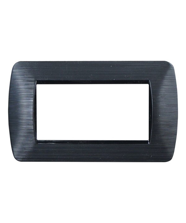 ETTROIT Placca Plastica Serie Space 4P Colore Nero Satinato Compatibile Con Bticino Living Light