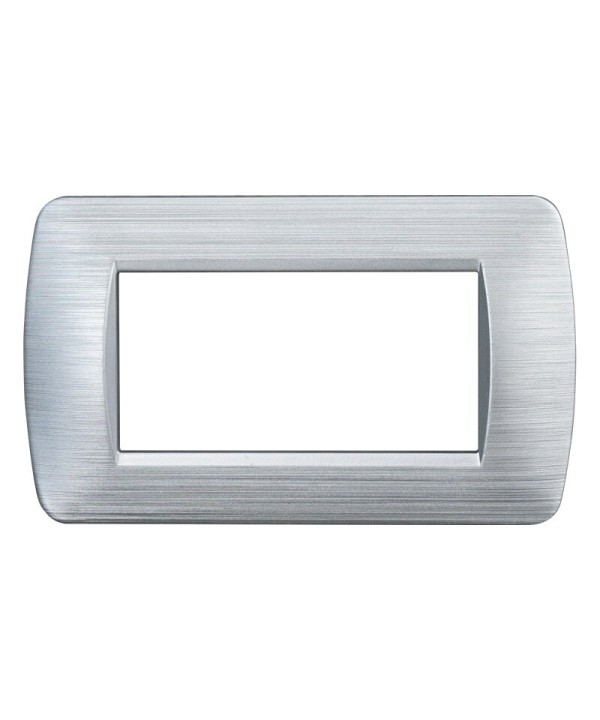 ETTROIT Placca Plastica Serie Space 4P Colore Silver Satinato Compatibile Con Bticino Living Light