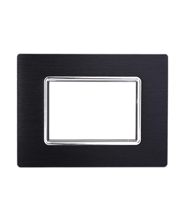 ETTROIT Placca In Alluminio Serie Space 3P Colore Nero Compatibile Con Bticino Living Light