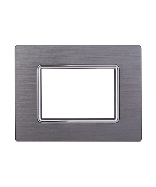ETTROIT Placca In Alluminio Serie Space 3P Colore Silver Compatibile Con Bticino Living Light