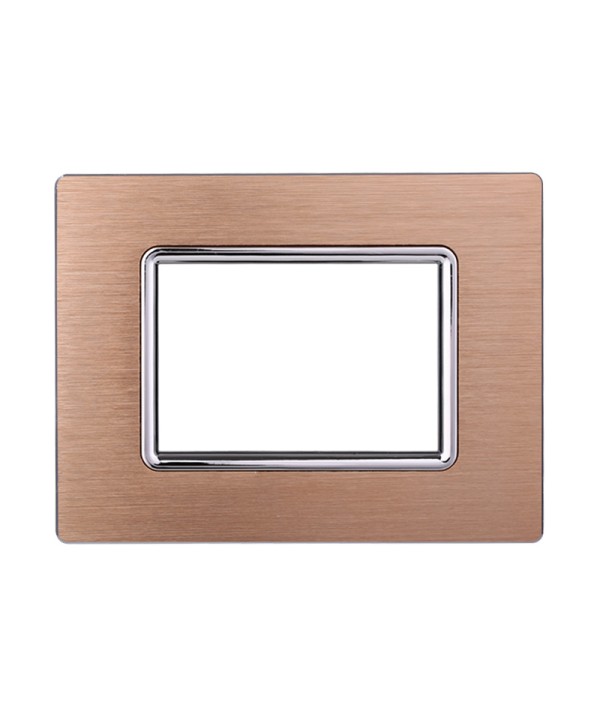 ETTROIT Placca In Alluminio Serie Space 3P Colore Oro Compatibile Con Bticino Living Light