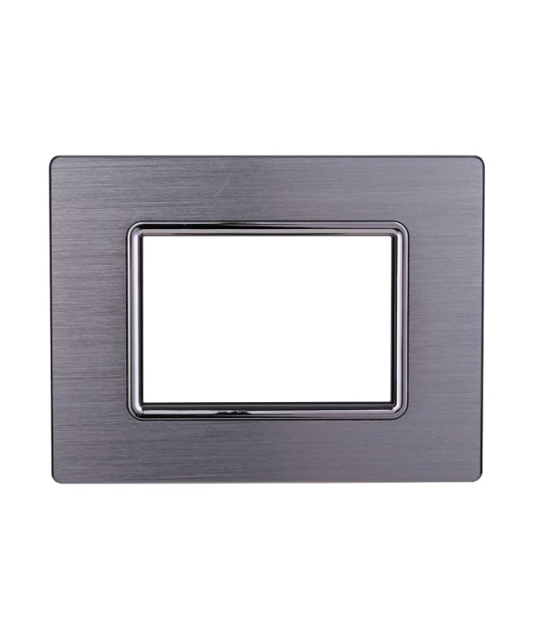 ETTROIT Placca In Alluminio Serie Space 3P Colore Silver Lucido Compatibile Con Bticino Living Light