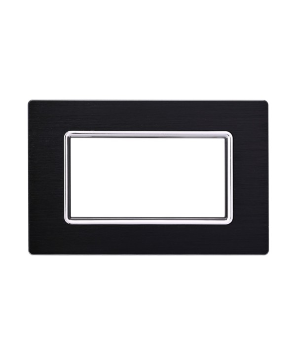 ETTROIT Placca In Alluminio Serie Space 4P Colore Nero Compatibile Con Bticino Living Light