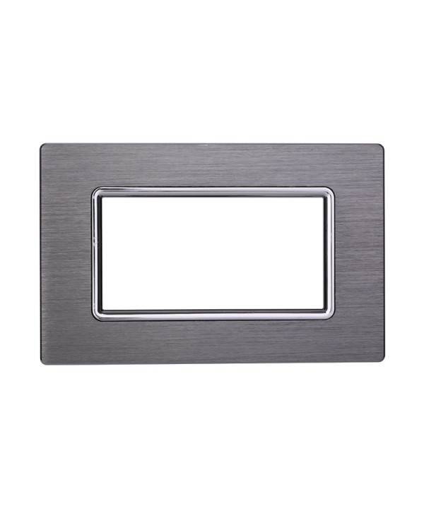 ETTROIT Placca In Alluminio Serie Space 4P Colore Silver Compatibile Con Bticino Living Light