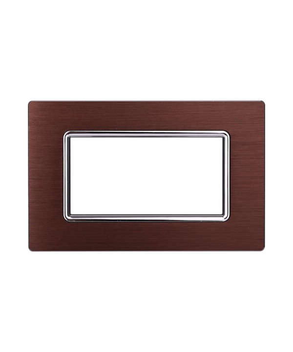 ETTROIT Placca In Alluminio Serie Space 4P Colore Bronzo Compatibile Con Bticino Living Light