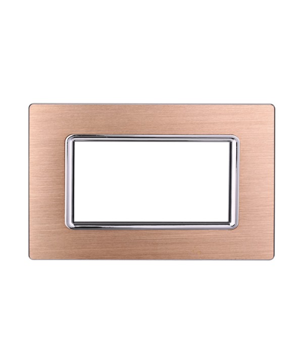 ETTROIT Placca In Alluminio Serie Space 4P Colore Oro Compatibile Con Bticino Living Light