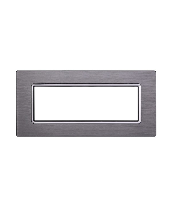 ETTROIT Placca In Alluminio Serie Space 7P Colore Silver Compatibile Con Bticino Living Light
