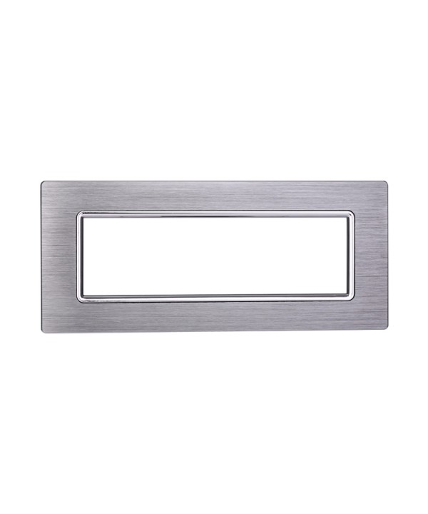 ETTROIT Placca In Alluminio Serie Space 7P Colore Silver Lucido Compatibile Con Bticino Living Light