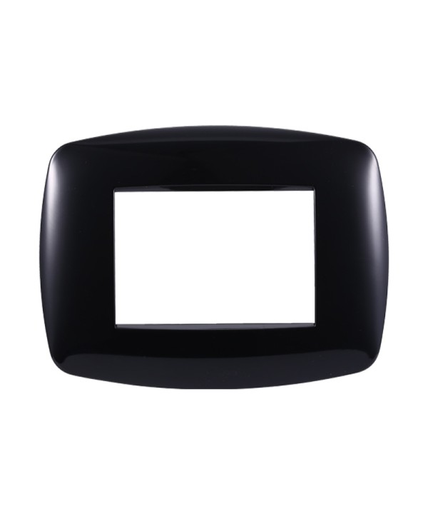 ETTROIT Placca Slim Serie Space 3P Colore Nero Compatibile Con Bticino Living Light