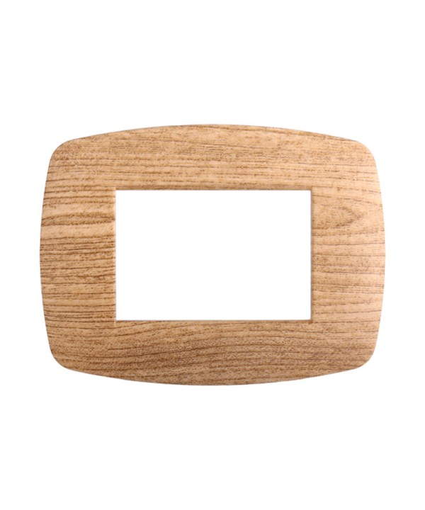 ETTROIT Placca Slim Serie Space 3P Colore Legno Scuro Compatibile Con Bticino Living Light