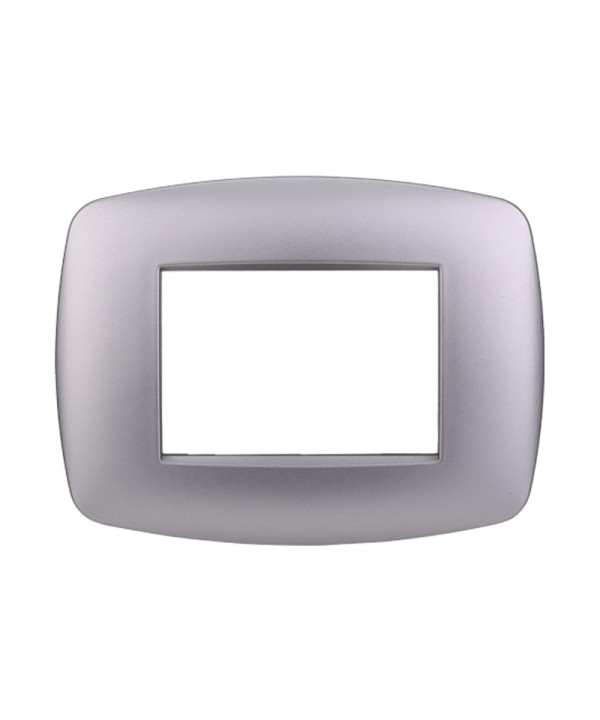 ETTROIT Placca Slim Serie Space 3P Colore Silver Compatibile Con Bticino Living Light