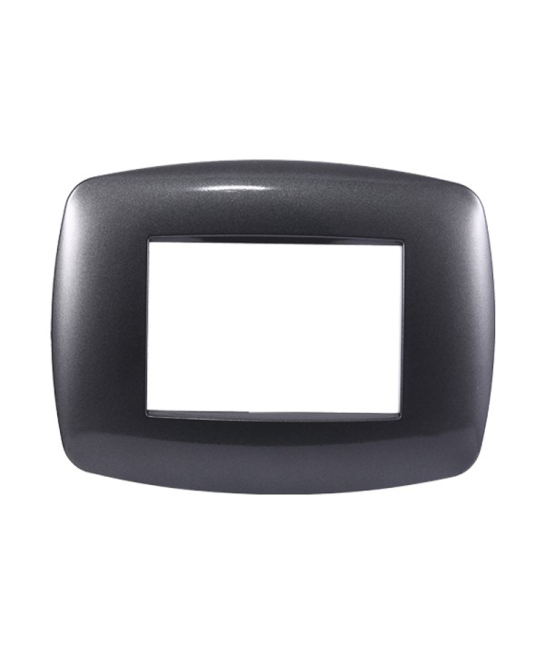 ETTROIT Placca Slim Serie Space 3P Colore Acciaio Scuro Compatibile Con Bticino Living Light