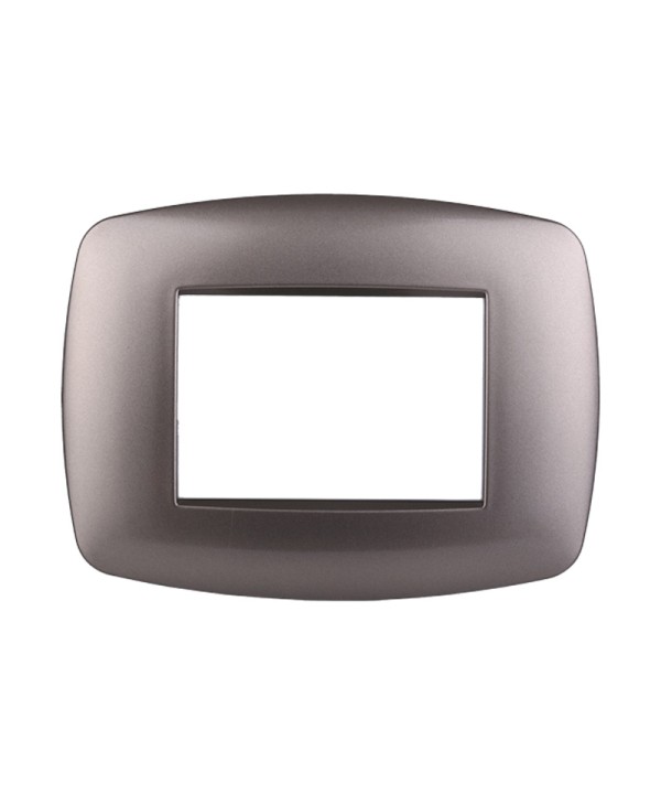 ETTROIT Placca Slim Serie Space 3P Colore Titanio Compatibile Con Bticino Living Light