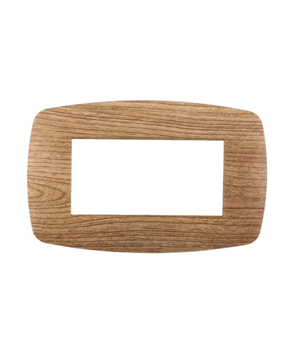 ETTROIT Placca Slim Serie Space 4P Colore Legno Scuro Compatibile Con Bticino Living Light