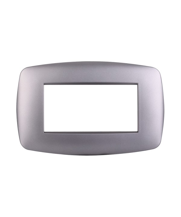 ETTROIT Placca Slim Serie Space 4P Colore Silver Compatibile Con Bticino Living Light