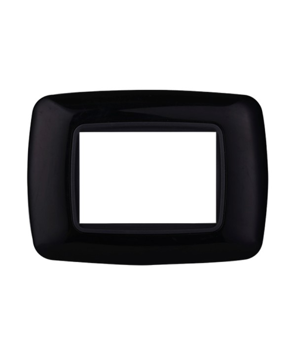 ETTROIT Placca Plastica Bombata Serie Space 3P Colore Nero Compatibile Con Bticino Living Light
