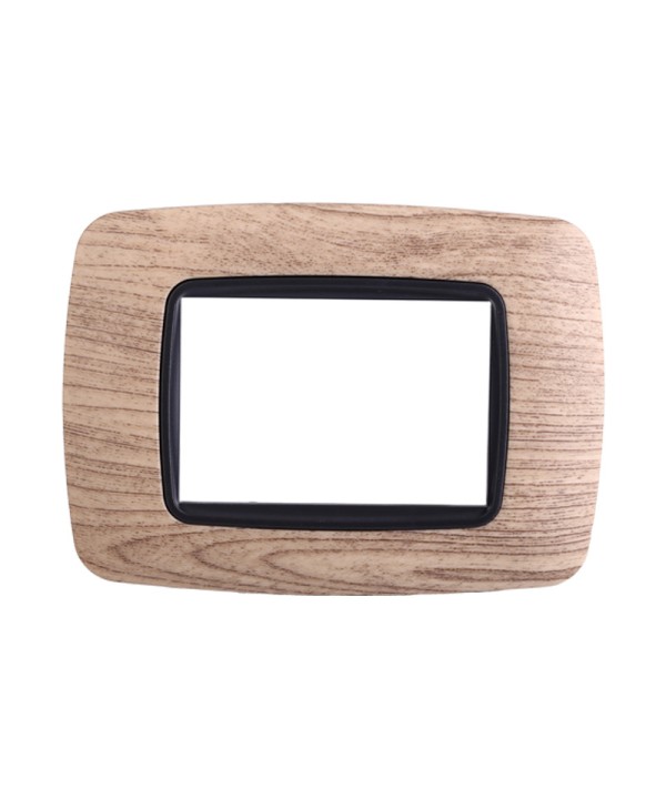 ETTROIT Placca Plastica Bombata Serie Space 3P Colore Legno Scuro Compatibile Con Bticino Living Light