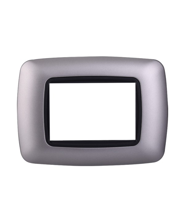 ETTROIT Placca Plastica Bombata Serie Space 3P Colore Silver Compatibile Con Bticino Living Light