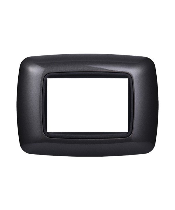 ETTROIT Placca Plastica Bombata Serie Space 3P Colore Acciaio Scuro Compatibile Con Bticino Living Light