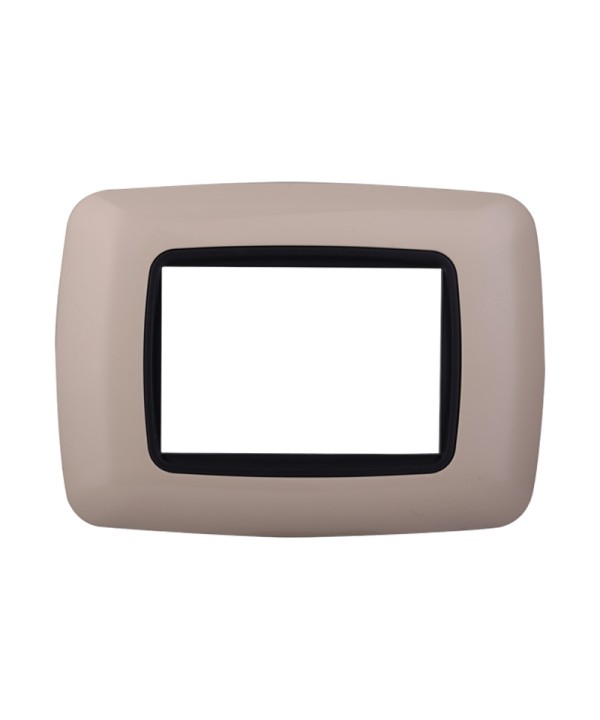 ETTROIT Placca Plastica Bombata Serie Space 3P Colore Sabbia Compatibile Con Bticino Living Light