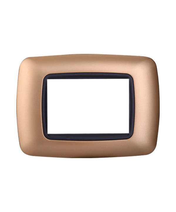 ETTROIT Placca Plastica Bombata Serie Space 3P Colore Oro Compatibile Con Bticino Living Light