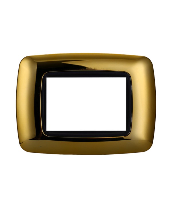 ETTROIT Placca Plastica Bombata Serie Space 3P Colore Oro Lucido Compatibile Con Bticino Living Light
