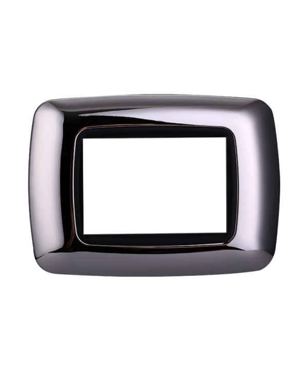 ETTROIT Placca Plastica Bombata Serie Space 3P Colore Cromato Lucido Compatibile Con Bticino Living Light