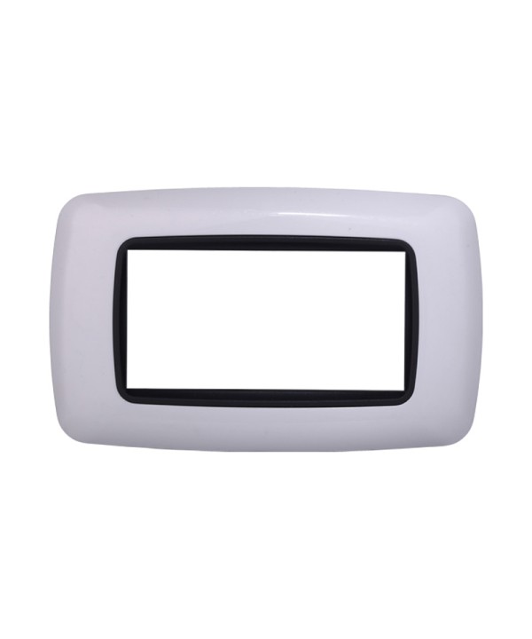 ETTROIT Placca Plastica Bombata Serie Space 4P Colore Bianco Compatibile Con Bticino Living Light