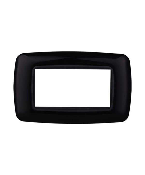ETTROIT Placca Plastica Bombata Serie Space 4P Colore Nero Compatibile Con Bticino Living Light