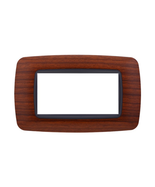 ETTROIT Placca Plastica Bombata Serie Space 4P Colore Radica Compatibile Con Bticino Living Light