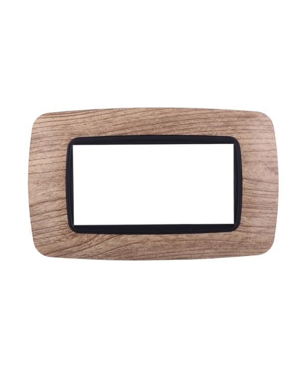 ETTROIT Placca Plastica Bombata Serie Space 4P Colore Legno Chiaro Compatibile Con Bticino Living Light
