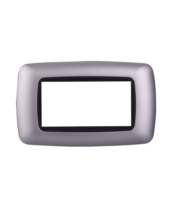 ETTROIT Placca Plastica Bombata Serie Space 4P Colore Silver Compatibile Con Bticino Living Light