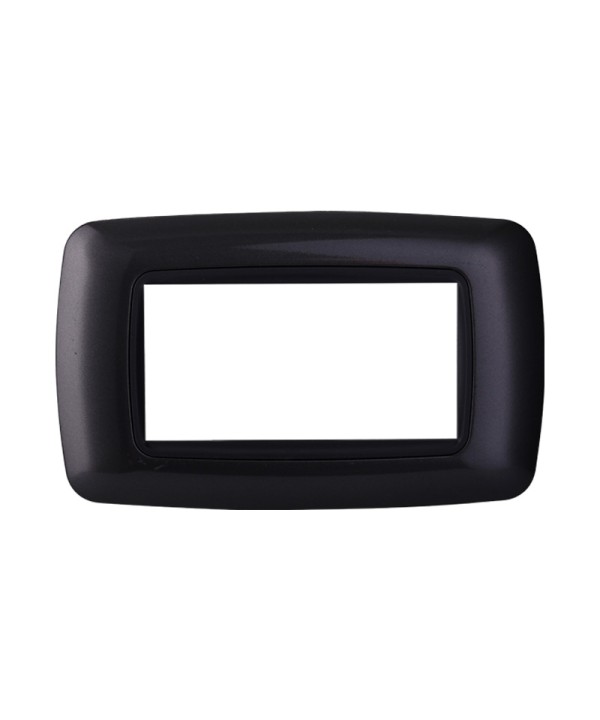 ETTROIT Placca Plastica Bombata Serie Space 4P Colore Acciaio Scuro Compatibile Con Bticino Living Light