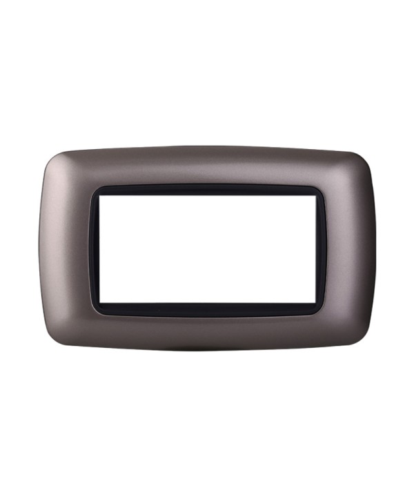 ETTROIT Placca Plastica Bombata Serie Space 4P Colore Titanio Compatibile Con Bticino Living Light