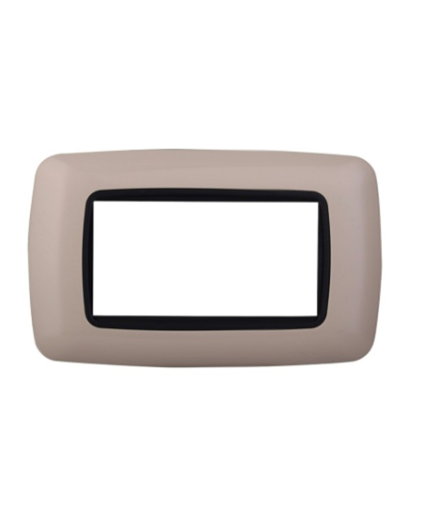 ETTROIT Placca Plastica Bombata Serie Space 4P Colore Sabbia Compatibile Con Bticino Living Light