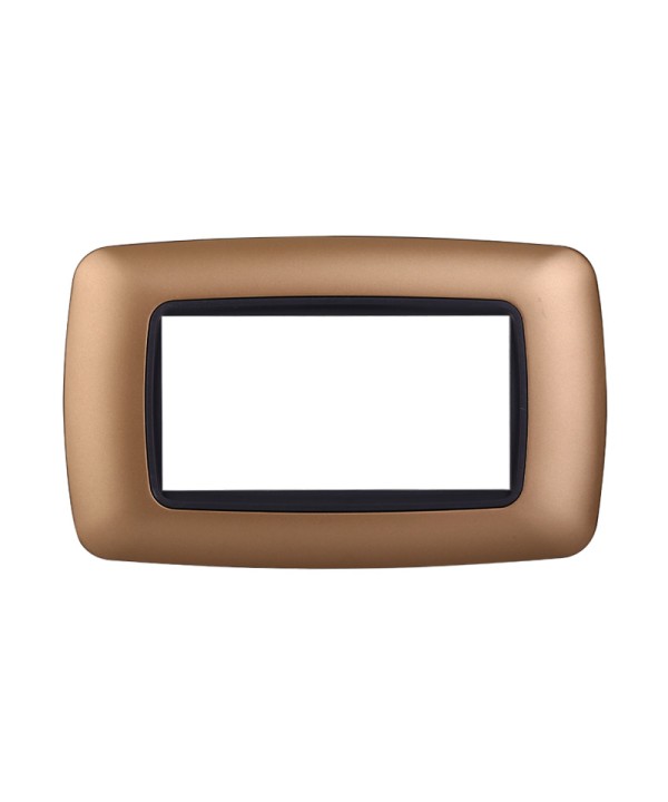 ETTROIT Placca Plastica Bombata Serie Space 4P Colore Oro Compatibile Con Bticino Living Light