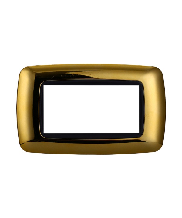 ETTROIT Placca Plastica Bombata Serie Space 4P Colore Oro Lucido Compatibile Con Bticino Living Light