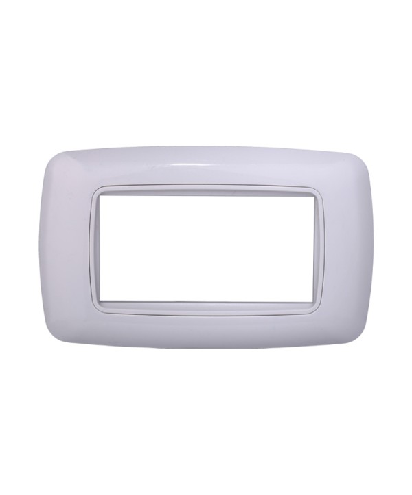 ETTROIT Placca Plastica Bombata Serie Space 4P Colore Bianco Completo Compatibile Con Bticino Living Light