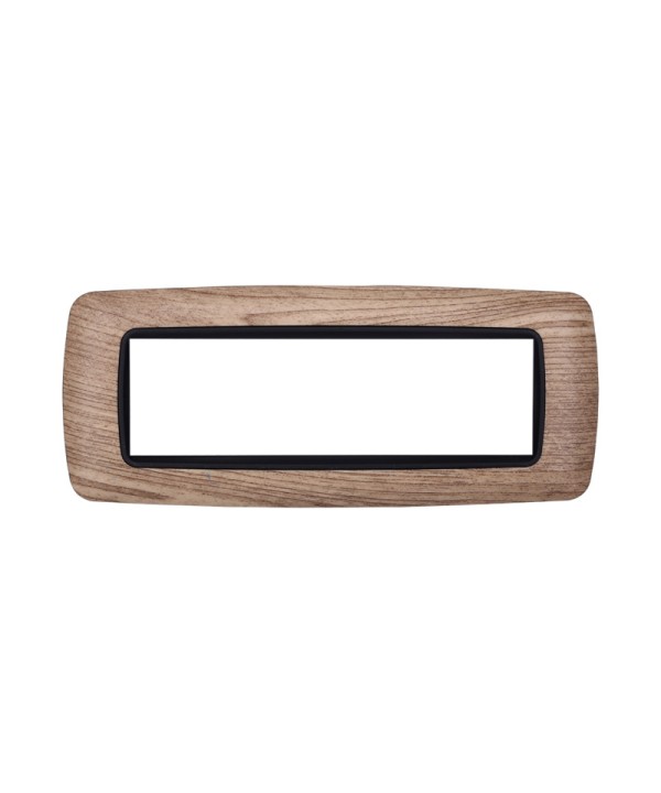 ETTROIT Placca Plastica Bombata Serie Space 7P Colore Legno Chiaro Compatibile Con Bticino Living Light